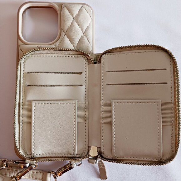 Lameeku Crossbody Tan Faux Leather Wallet Case For iPhone 13 Pro Max - Picture 3 of 10